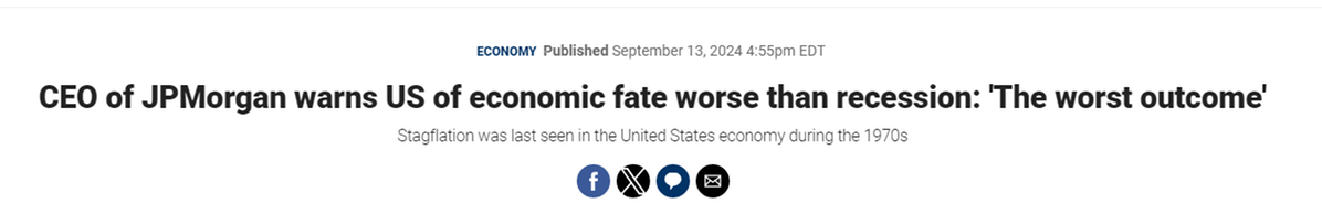 摩根大通首席执行官警告:美国经济未来将出现比衰退更糟糕的结果!
